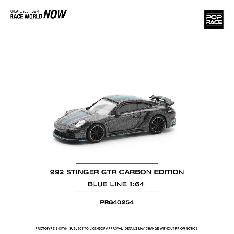 Pop Race - Porsche 992 Stinger GTR Carbon Edition (Blue Line) - Scala 1/64 PR64-254