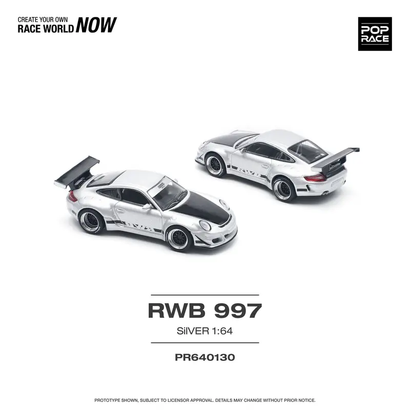 Pop Race - Porsche  RWB 997 Silver Scala 1/64 PR64-0130