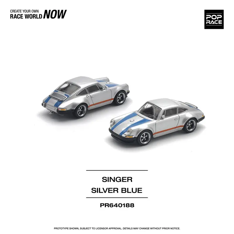 Pop Race - Porsche Singer 964 Silver Blue - Scala 1/64 PR64-188