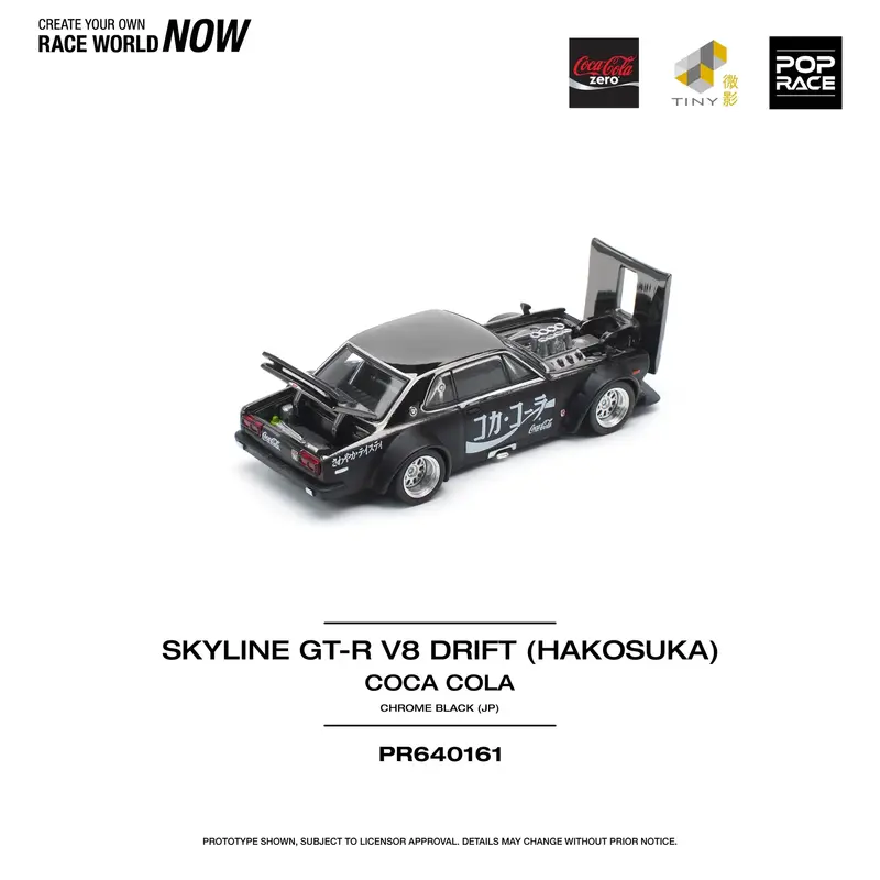 Pop Race - Skyline GT-R Drift Hakosuka JP Coca Cola Zero Black Chrome - Scala 1/64 PR64-161
