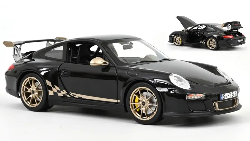 PORSCHE 911 GT3 RS 2009 BLACK & WHITE GOLD METALLIC 1