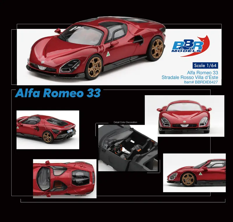 [PRE-ORDER] BBR - Alfa Romeo 33 Stradale Rosso Villa d'Este 2025 - Scala 1/64 BBRDIE6427