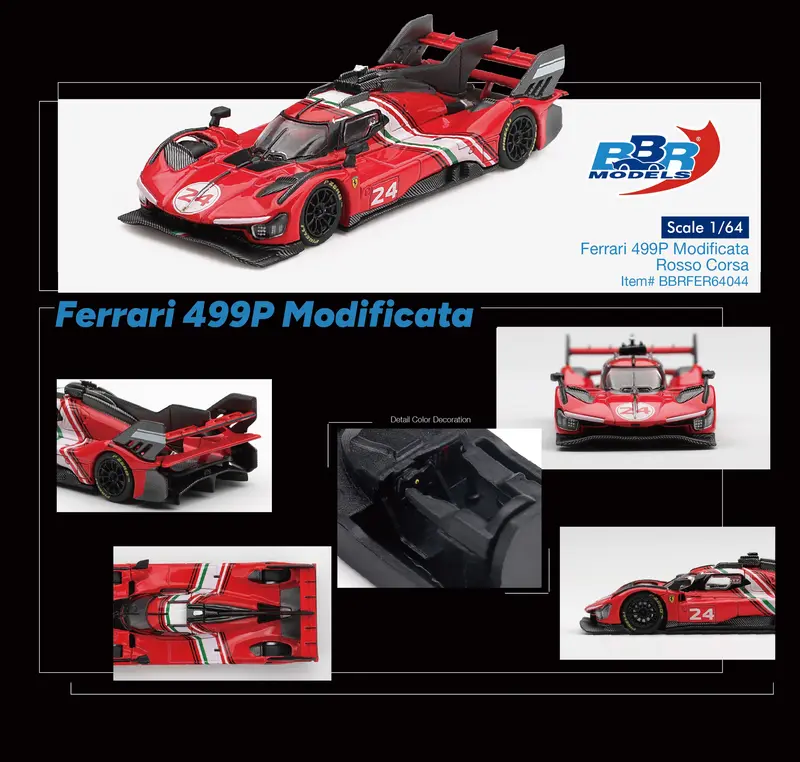 [PRE-ORDER] BBR - Ferrari 499P Modificata Rosso Corsa 2025 - Scala 1-64 BBRFER64044