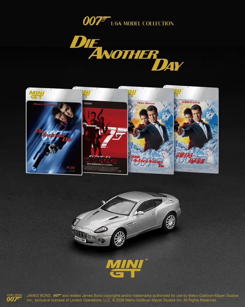 [PRE-ORDER] Mini GT - Aston Martin V12 Vanquish "Die Another Day" James Bond 007 movie 2002 - Scala 1/64 MGT00926-007G German Blister