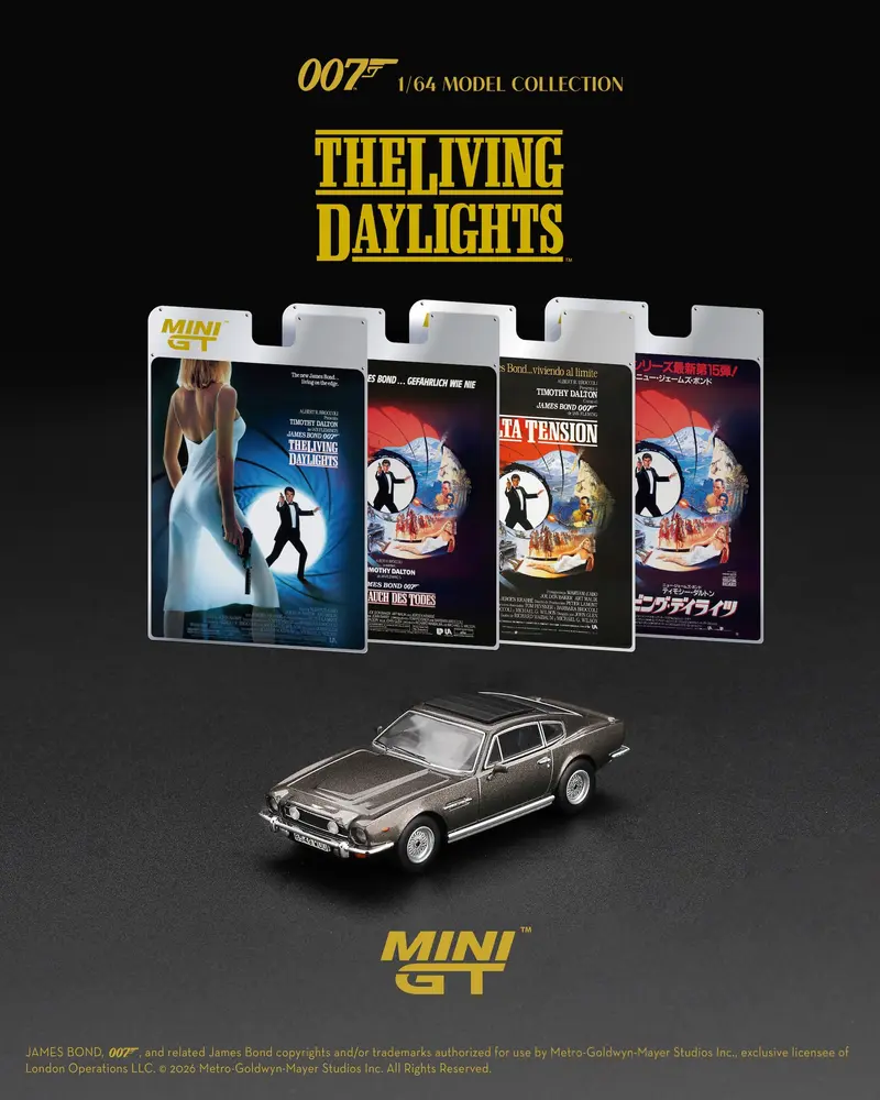 [PRE-ORDER] Mini GT - Aston Martin V8 Vantage The Living Daylights James Bond 007 movie 1987 - Scala 1/64 MGT00916-007E English Blister