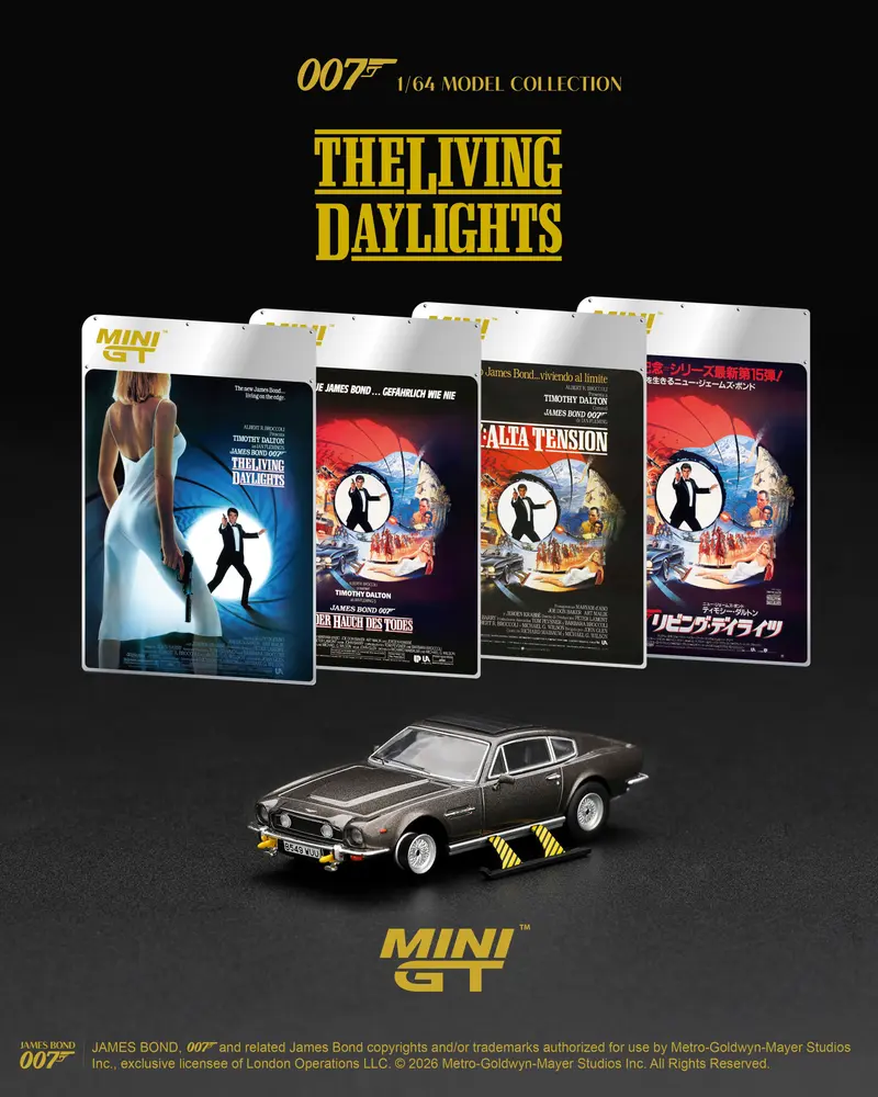 [PRE-ORDER] Mini GT - Aston Martin V8 Vantage "The Living Daylights" (Weapons On) James Bond 007 movie 1987 - Scala 1/64 MGT00922-007J Japanese Blister