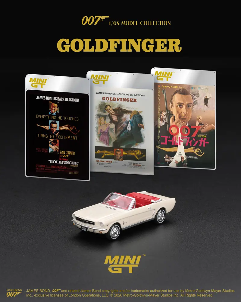 [PRE-ORDER] Mini GT - Ford Mustang convertible 1964 “Goldfinger” 1964 - Scala 1/64 MGT00928-007F French Blister