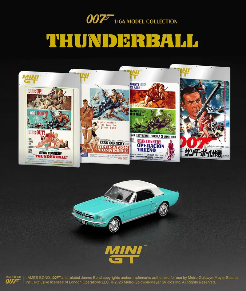 [PRE-ORDER] Mini GT - Ford Mustang Convertible "Thunderball" James Bond 007 movie 1965 - Scala 1/64 MGT00923-007E English Blister