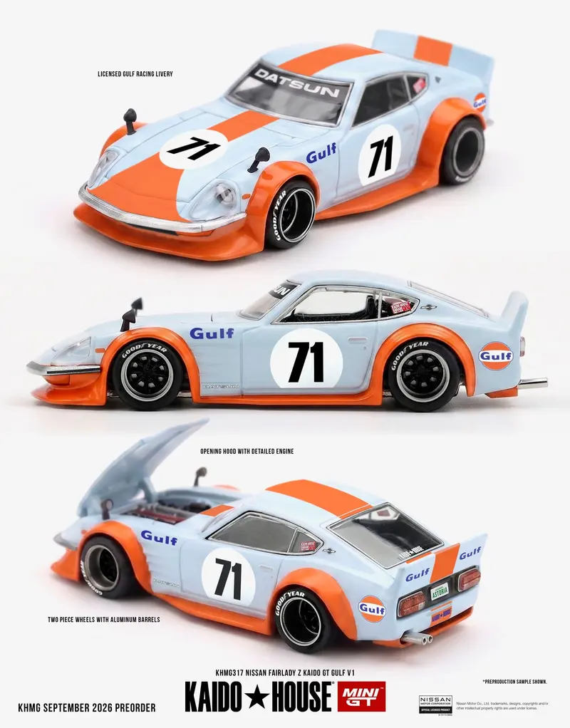 [PRE-ORDER] Mini GT - Nissan Fairlady Z Kaido GT GULF V1 1978 - Kaido House - Scala 1/64 KHMG317