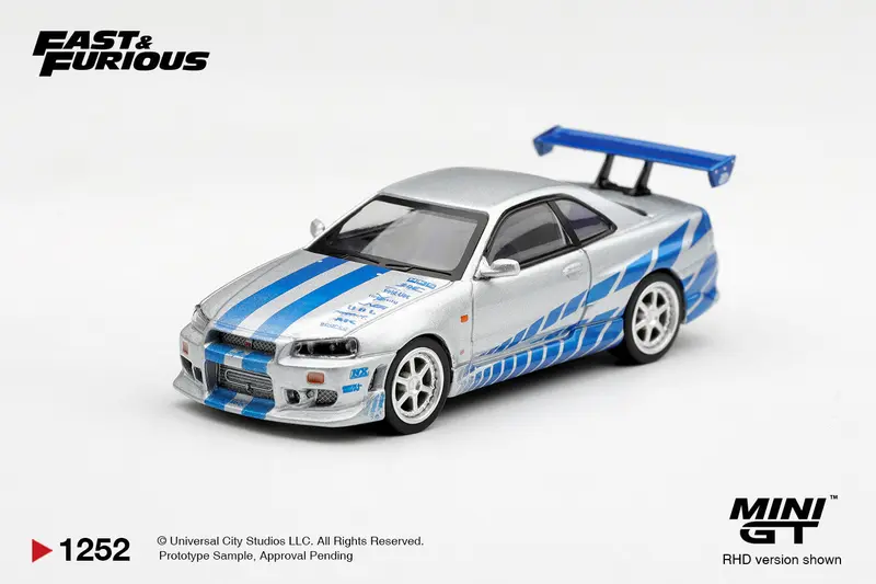 [PRE-ORDER] Mini GT - Nissan Skyline GT-R (R34) C-West "2 Fast 2 Furious" Brian O'Conner 2003 - Scala 1/64 MGT01252-BL Blister Packaging