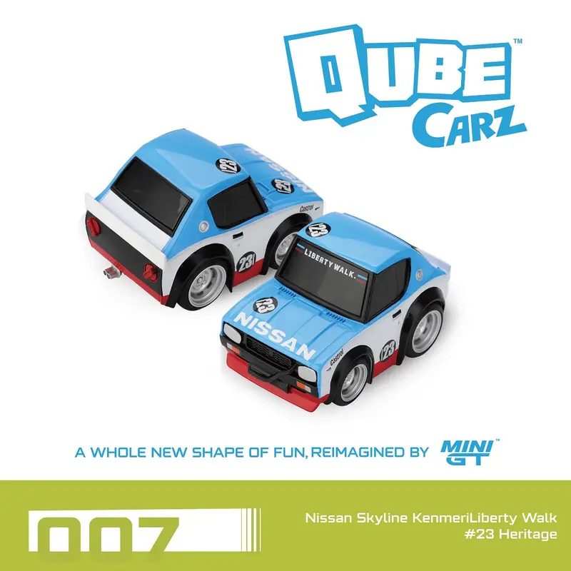[PRE-ORDER] - Mini Gt QUBE Carz Series - Nissan Skyline Kenmeri Liberty Walk #23 Heritage - QZ00102-BL