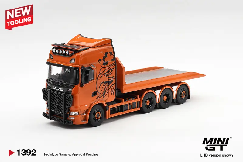 [PRE-ORDER] Mini GT - Scania 770S B8X4NA Hooklift Flatbed Orange 2025 - Scala 1/64 MGT01392-L