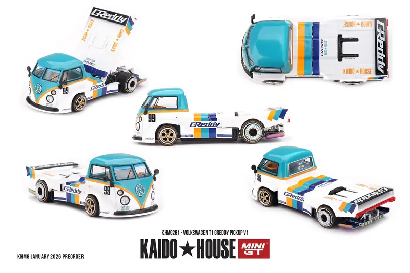 [PRE-ORDER] - Mini GT - Volkswagen T1 GReddy Pickup V1 1972 - Kaido House - Scala 1/64 KHMG261