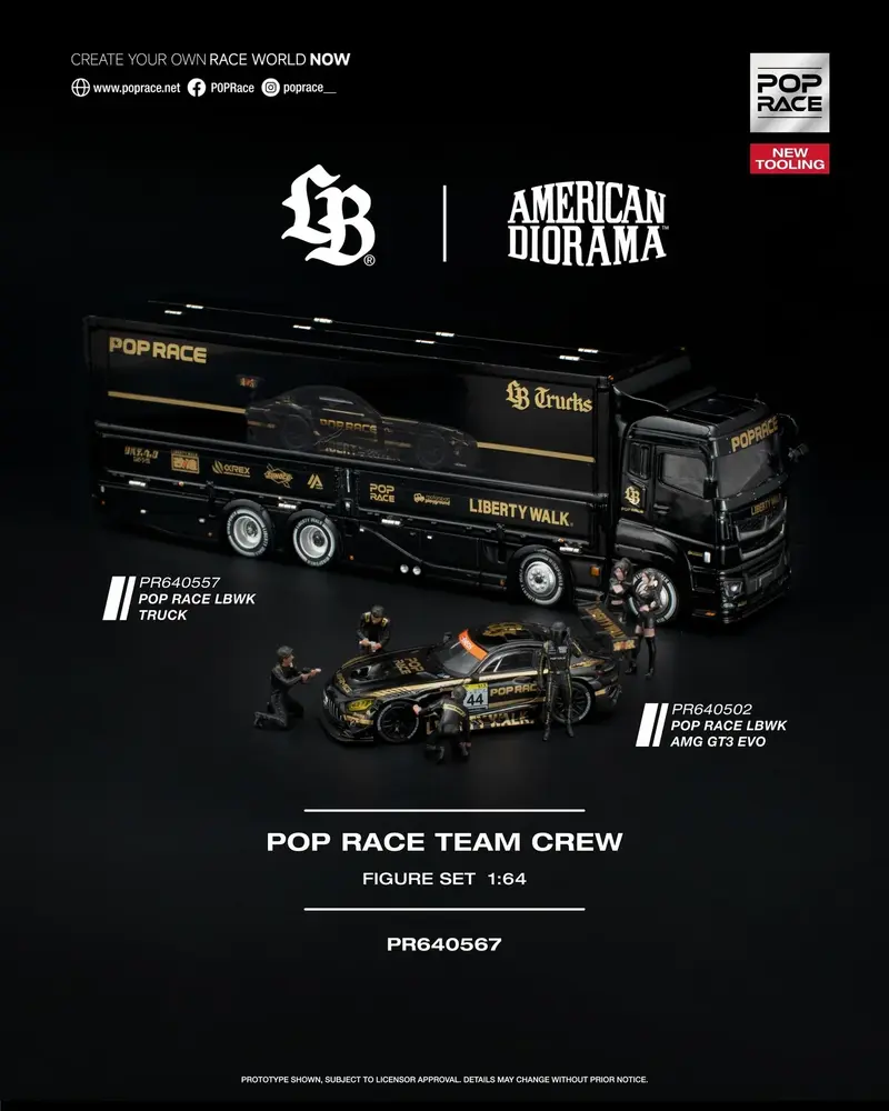 [PRE-ORDER] Pop Race - Set LBWK Truck / AMG GT3 EVO / Crew - Scala 1/64