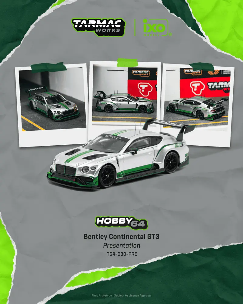[PRE-ORDER] Tarmac Works - Bentley Continental GT3 Presentation 2018 - HOBBY64 - Scala 1/64 T64-030-PRE