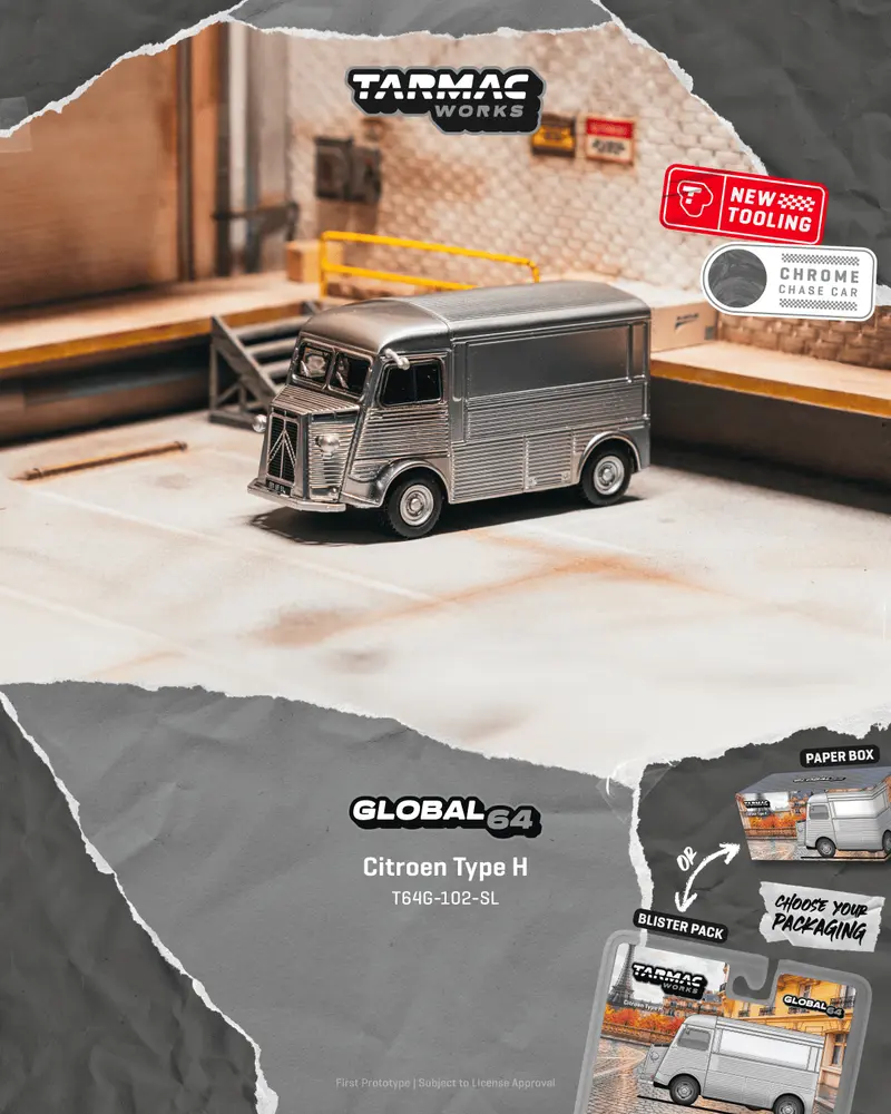 [PRE-ORDER] Tarmac Works - Citroen Type H Silver 1969 - GLOBAL64 - Scala 1/64 T64G-102-SL