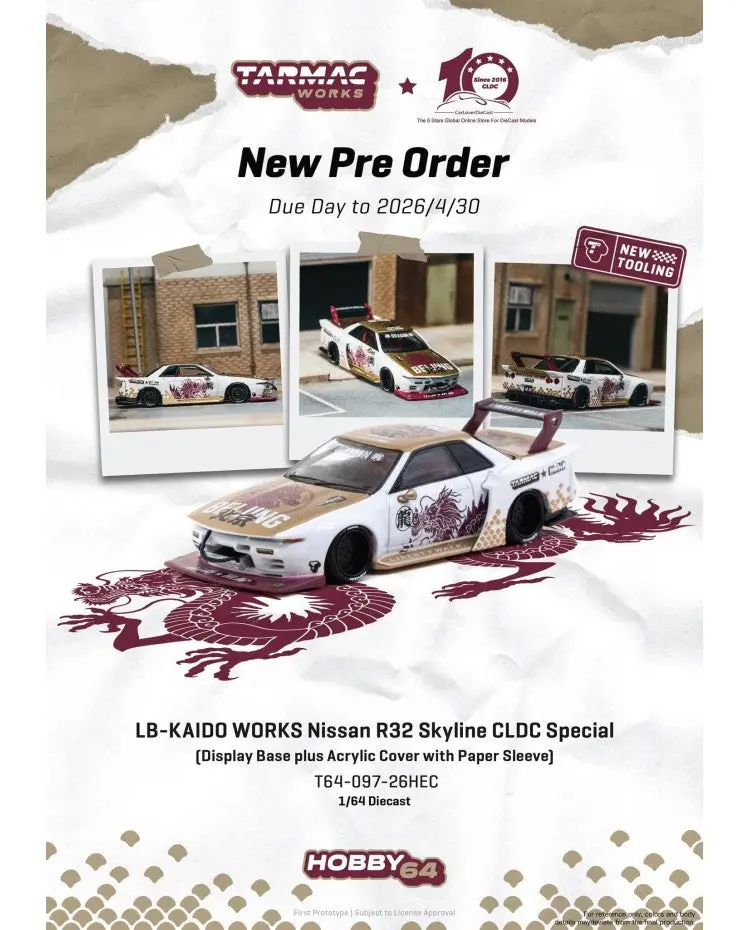 [PRE-ORDER] Tarmac Works - LB-KAIDO WORKS Nissan R32 Skyline CLDC Special - HOBBY64 - Scala 1/64 T64-097-26HEC