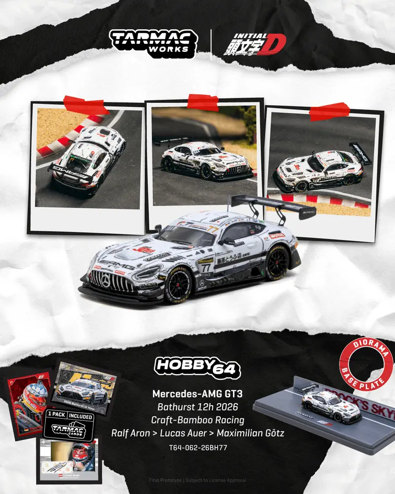 [PRE-ORDER] Tarmac Works - Mercedes-AMG GT3 Craft-Bamboo Racing Bathurst 12h 2026 - HOBBY64 - Scala 1/64 T64-062-26BH77