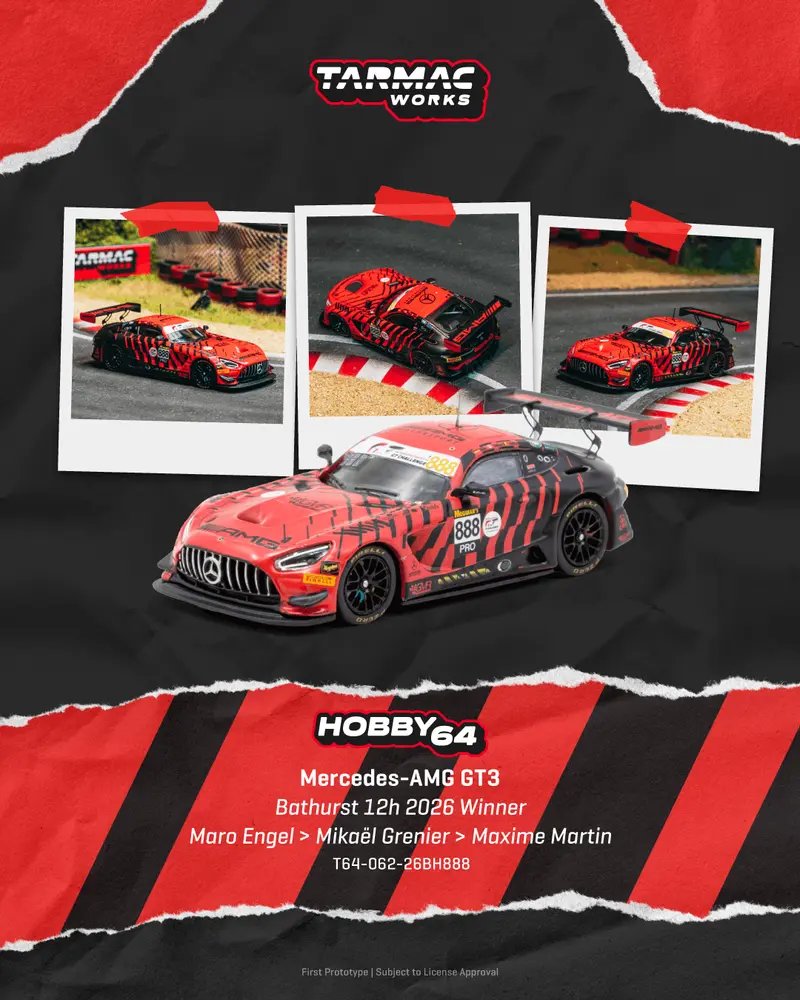 [PRE-ORDER] Tarmac Works - Mercedes-Benz AMG GT GT3 #888 Maro Eengel Bathurst 12H 2026 - HOBBY64 - Scala 1/64 T64-062-26BH888