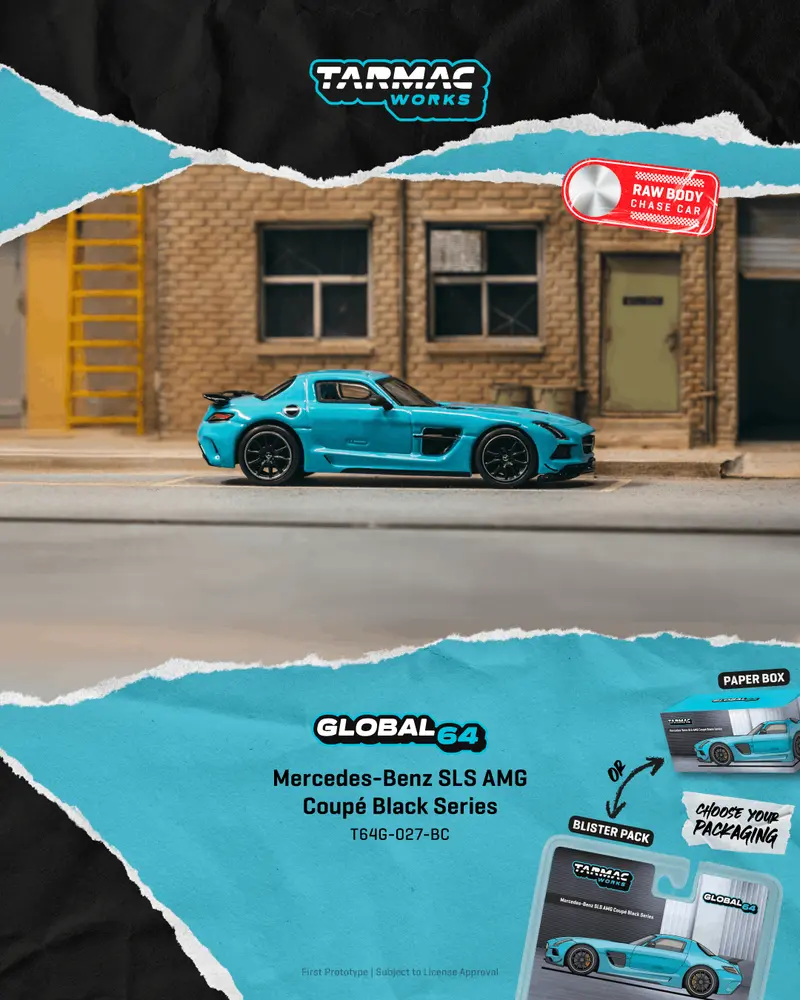 [PRE-ORDER] Tarmac Works - Mercedes-Benz SLS Black Series Baby Blue Mat 2012 - GLOBAL64 - Scala 1/64 T64G-027-BC