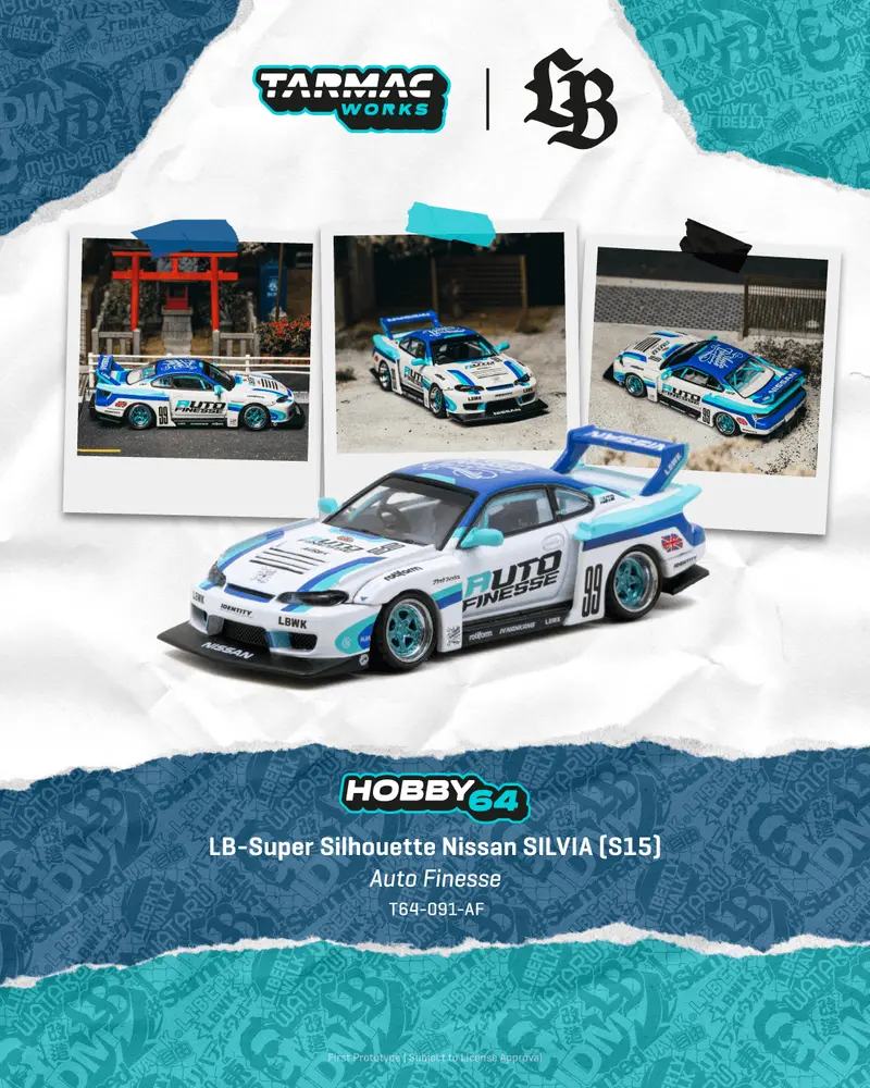 [PRE-ORDER] Tarmac Works - Nissan Silvia (R34) LB Super Silhouette AUTO FINESSE 2025 - HOBBY64 - Scala 1/64 T64-091-AF