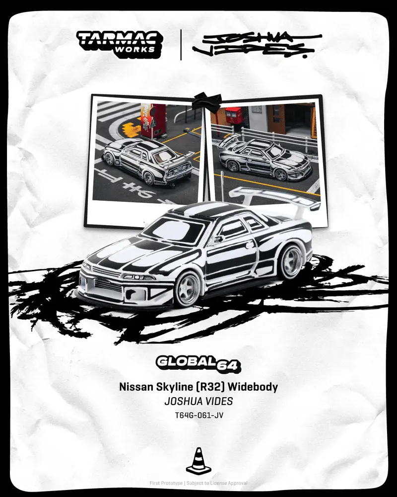 [PRE-ORDER] Tarmac Works - Nissan Skyline GTR (R32) Widebody - Designed by JOSHUA VIDES 2026 - GLOBAL64 - Scala 1/64 T64G-061-JV
