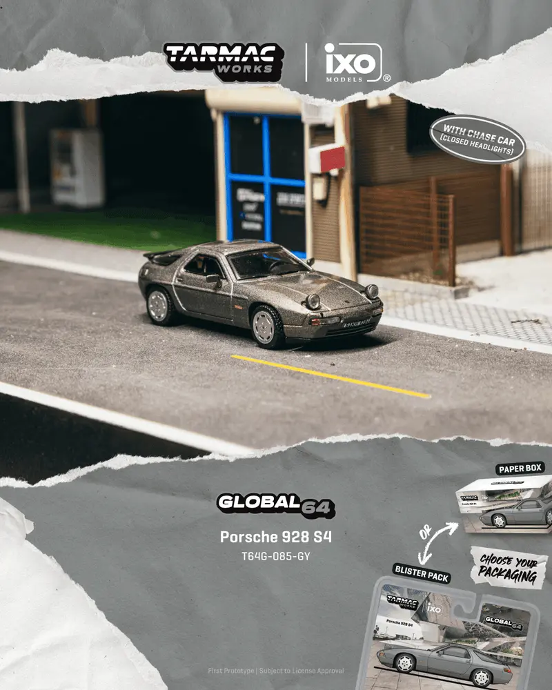 [PRE-ORDER] Tarmac Works - Porsche 928 S4 Grey Metallic 1992 - GLOBAL64 - Scala 1/64 T64G-085-GY