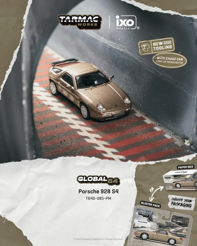 [PRE-ORDER] Tarmac Works - Porsche 928 S4 Platinum Metallic 1992 - GLOBAL64 - Scala 1/64 T64G-085-PM