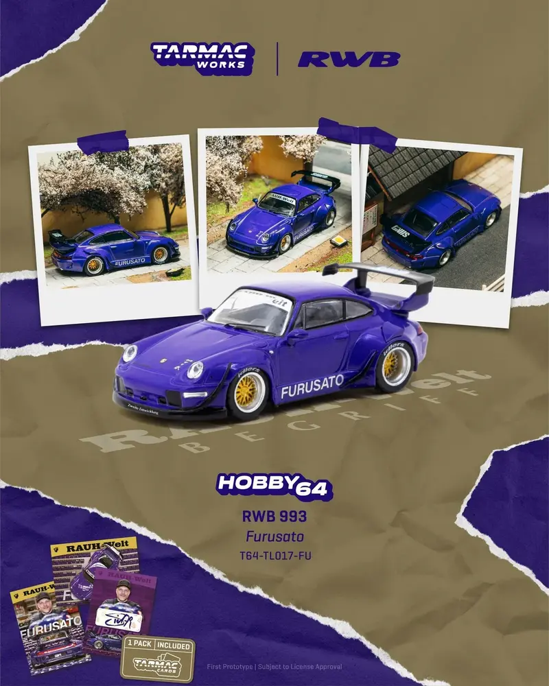 [PRE-ORDER] - Tarmac Works - Porsche RWB 993 Furusato Purple 2024 - HOBBY64 - Scala 1/64 T64-TL017-FU