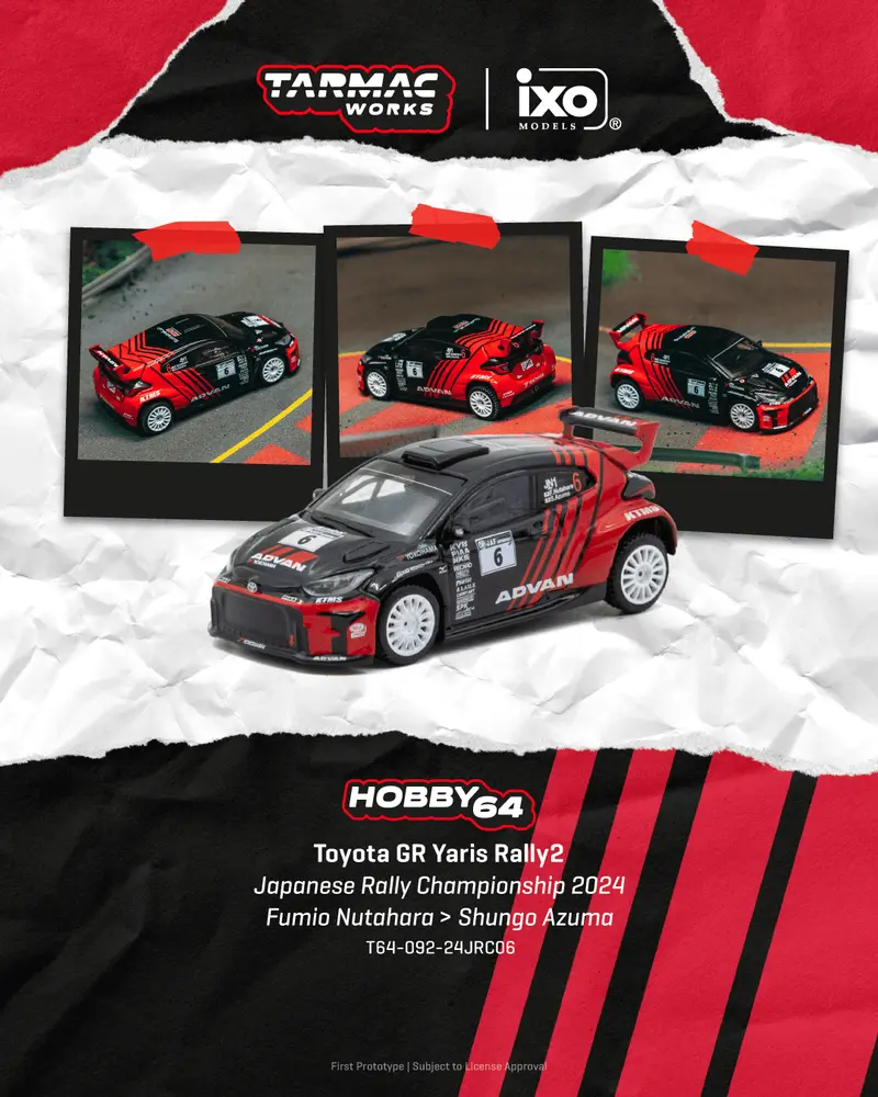 [PRE-ORDER] Tarmac Works - Toyota GR Yaris Rally2 #6 FUMIO NUTAHARA Japanese Rally Championship 2024 - HOBBY64 - Scala 1/64 T64-092-24JRC06