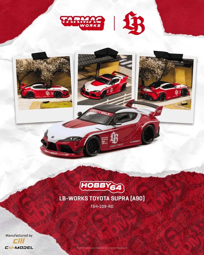[PRE-ORDER] Tarmac Works - Toyota Supra (A90) LB-WORKS Red 2025 - HOBBY64 - Scala 1-64 T64-109-RD