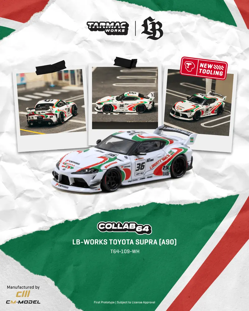 [PRE-ORDER] Tarmac Works - Toyota Supra LB-WORKS Castrol Tribute 2024 - COLLAB64 - Scala 1/64 T64-109-WH