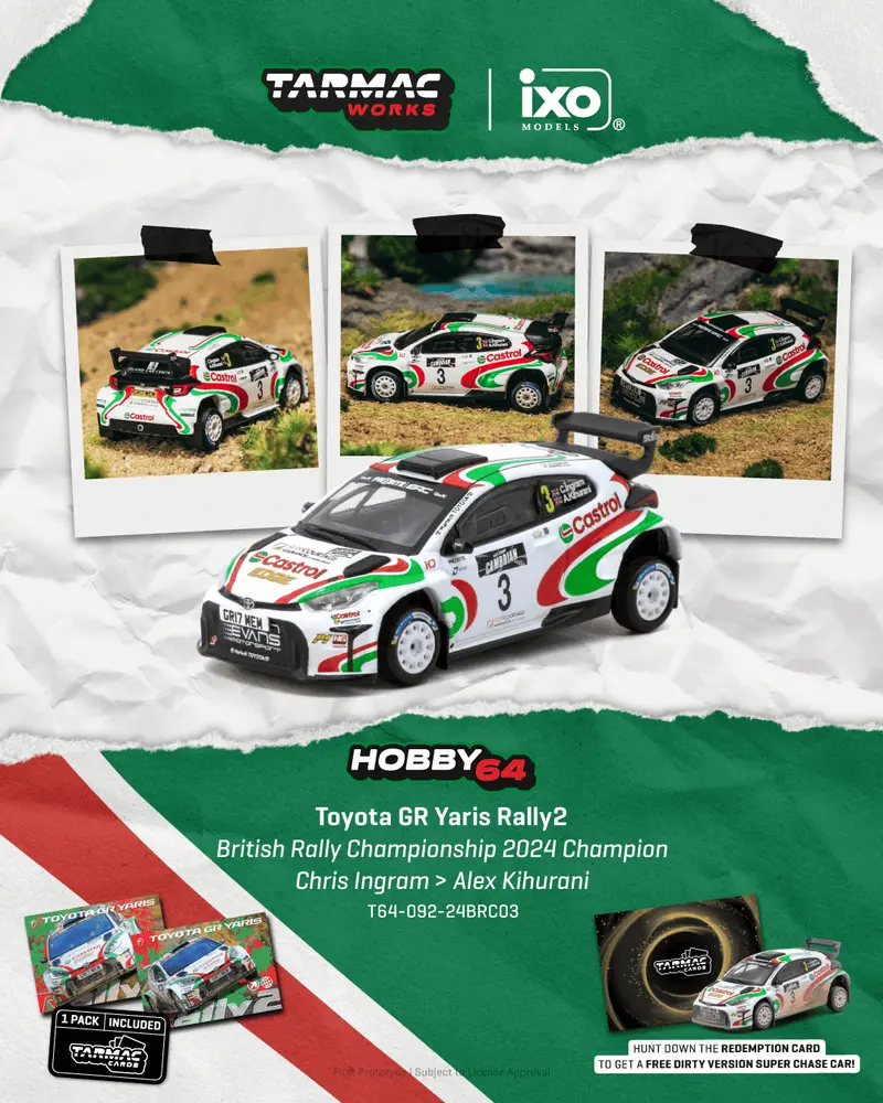 [PRE-ORDER] Tarmac Works - Toyota Yaris GR Rally1 Hybrid #3 CHRIS INGRAM with Trading Cards- HOBBY64 - Scala 1/64 T64-092-24BRC03