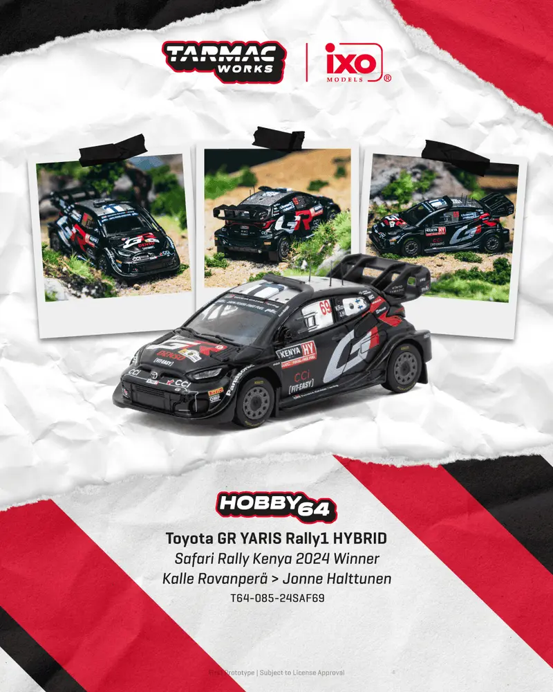 [PRE-ORDER] Tarmac Works - Toyota Yaris GR Rally1 Hybrid #69 Safari Rally Kenya Winner 2024 - HOBBY64 - Scala 1/64 T64-085-24SAF69