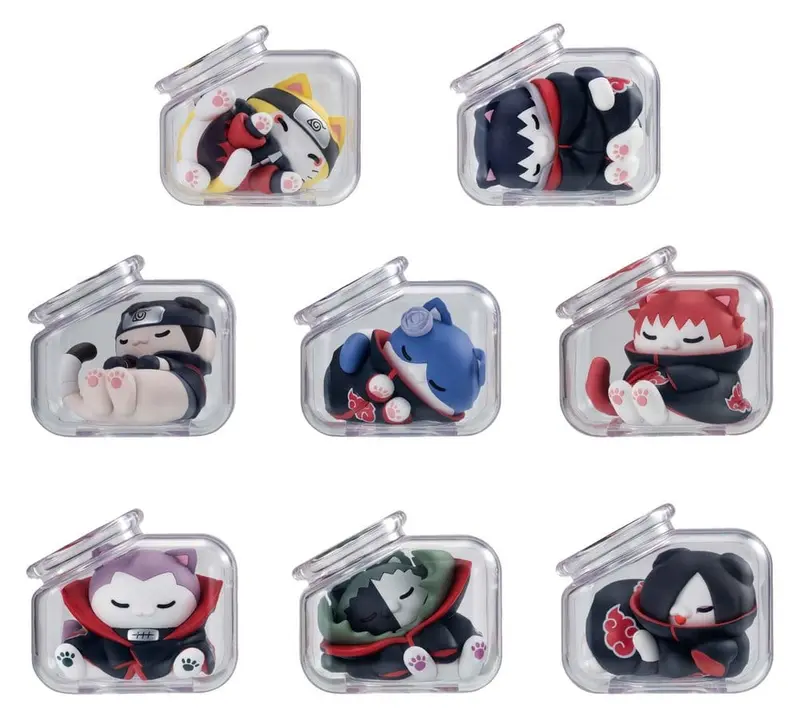 PREORDINE+ 08/2027 Naruto Shippuden Mega Cat Project Mini Figures Good Night Nyaruto! Gathering Akatsuki Edition Vol. 1 6 cm Blind Box Display (8)