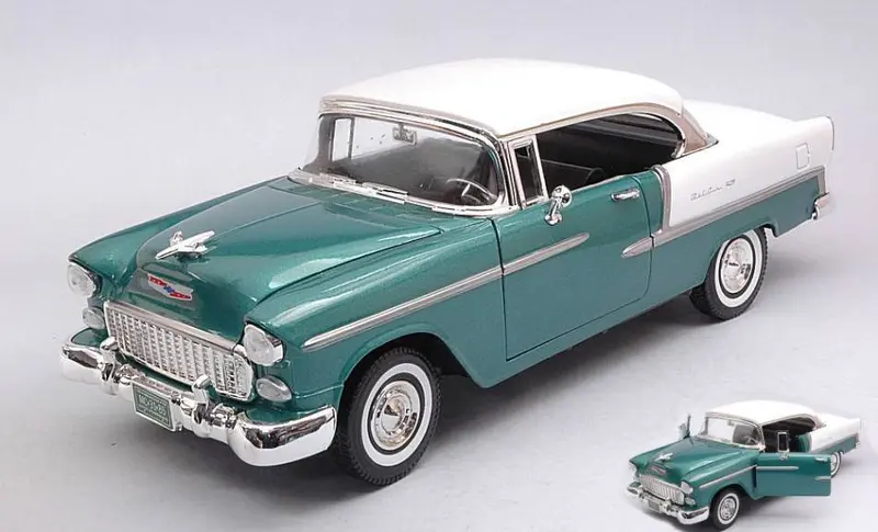 SCALE MODEL COMPATIBLE WITH CHEVROLET BEL AIR HARDTOP 1955 DARK GREEN/WHITE 1