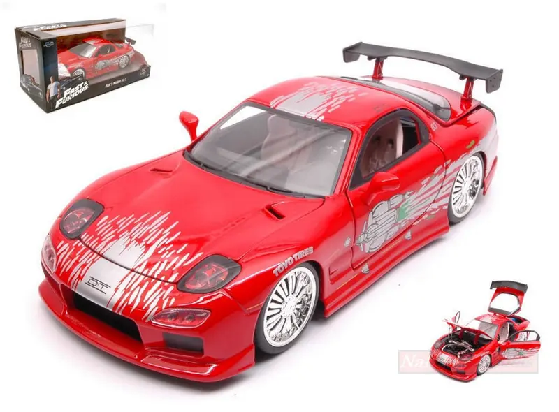 SCALE MODEL COMPATIBLE WITH DOM S MAZDA RX-7 FAST & FURIOUS 8 RED 1