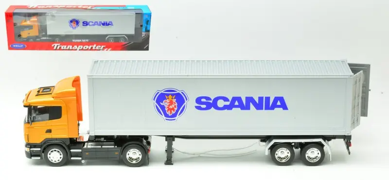 SCANIA R470 W/TRAILER ORANGE/SILVER 1