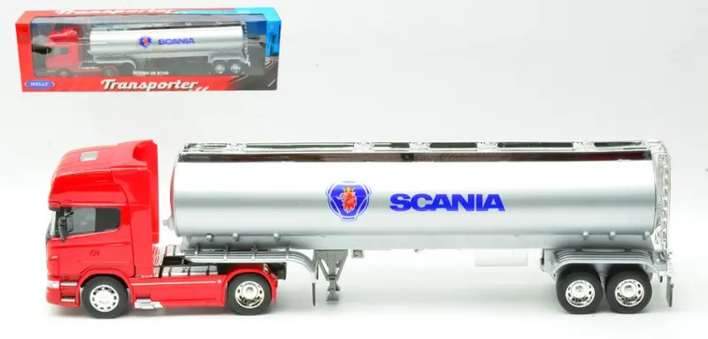 SCANIA R730 TRACTOR RED W/SILVER OIL TANKER 1