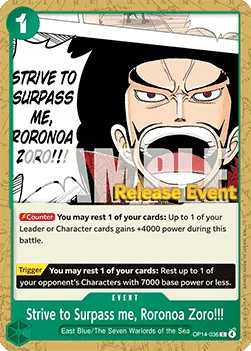 Strive to Surpass me, Roronoa Zoro!!! (OP14-036) - Promos