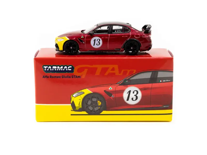 Tarmac Works - Alfa Romeo Giulia GTAm Red / Yellow- Scala 1/64 T64G-TL031-MRY