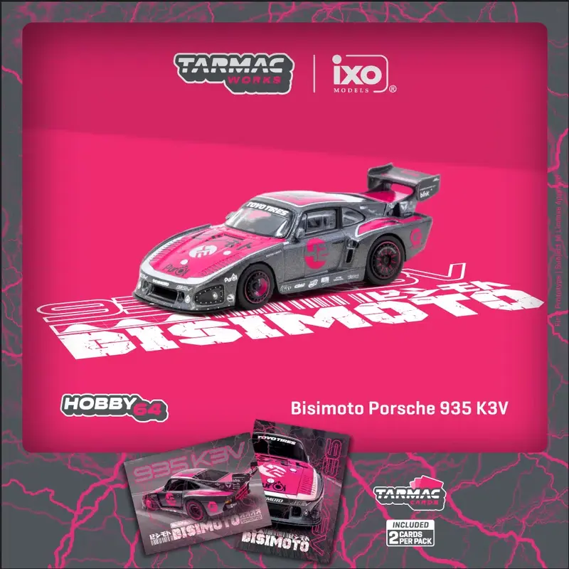 Tarmac Works - Bisimoto Porsche 935 K3V Model Car + Trading Cards Combo Set - HOBBY64 - Scala 1/64 T64-079-K3V