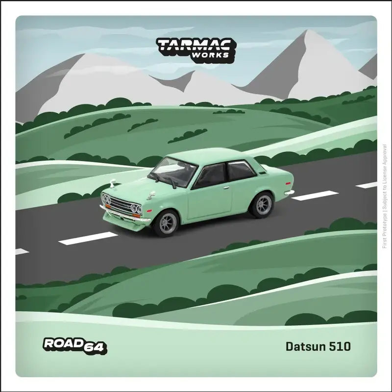 Tarmac Works - Datsun 510 Light Green - ROAD64 - Scala 1/64 T64R-052-GR