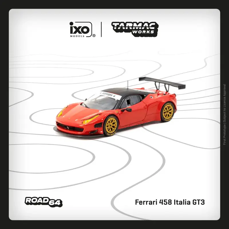 Tarmac Works - Ferrari 458 Italia GT3 Red - ROAD64 - Scala 1/64 T64R-073-RE