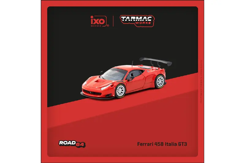 Tarmac Works - Ferrari 458 Italia GT3 Red - ROAD64 - Scala 1/64 T64R-074-RE