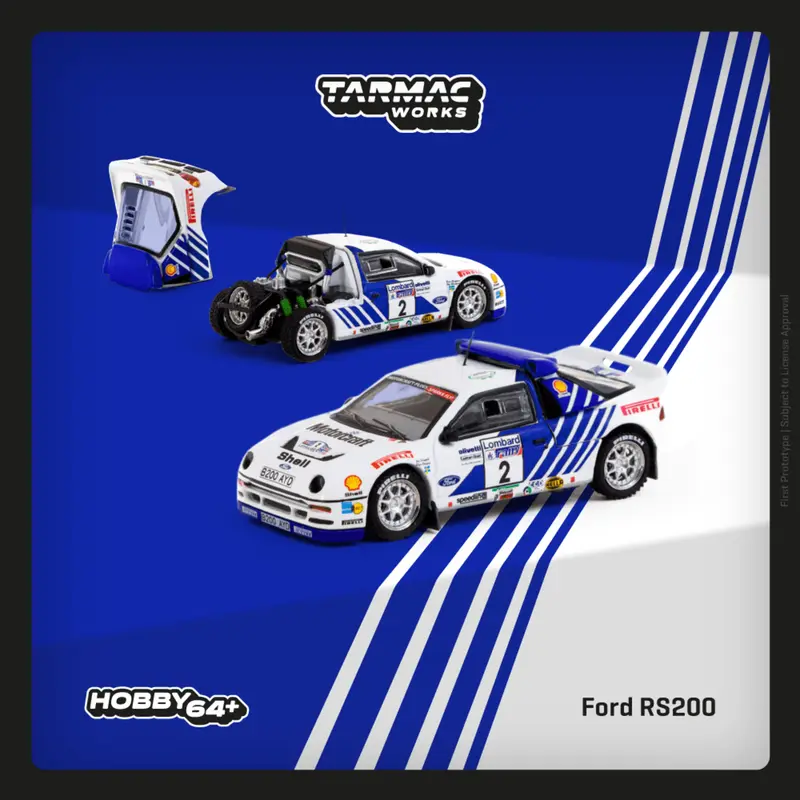 Tarmac Works - Ford RS200 Lombard RAC Rally 1986 #2 - HOBBY64+ - Scala 1/64 T64P-001-86RAC02