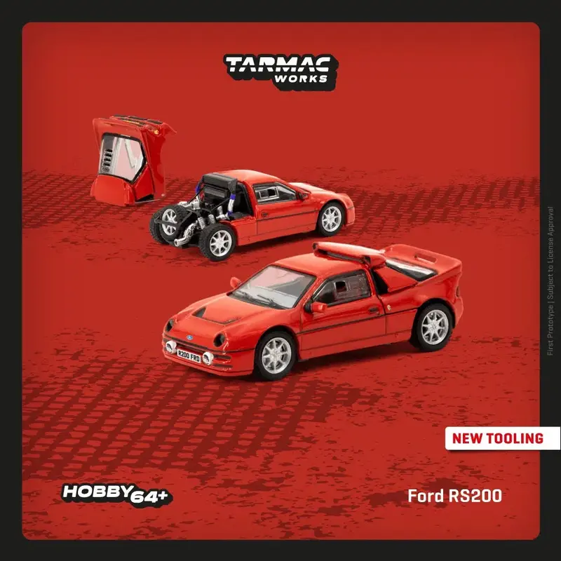 Tarmac Works - Ford RS200 Red - HOBBY64+ - Scala 1/64 T64PR-001-RE