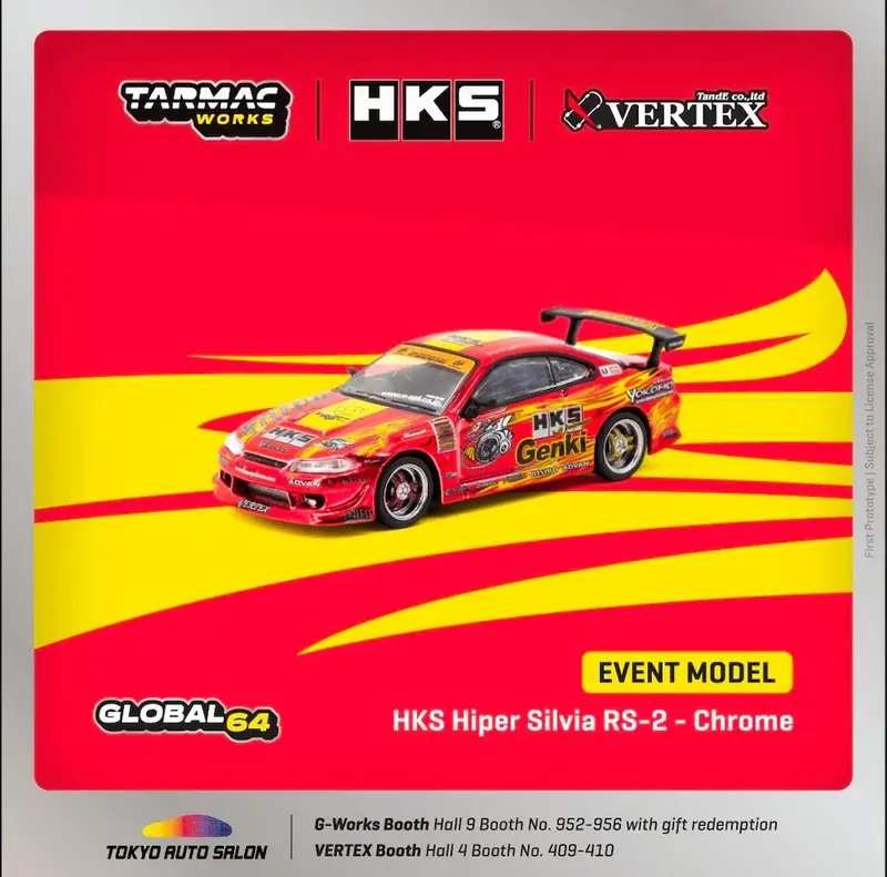Tarmac Works - HKS Hiper Silvia RS-2 Chrome Red Special Edition - GLOBAL64 - Scala 1/64 T64G-023-HKSRC