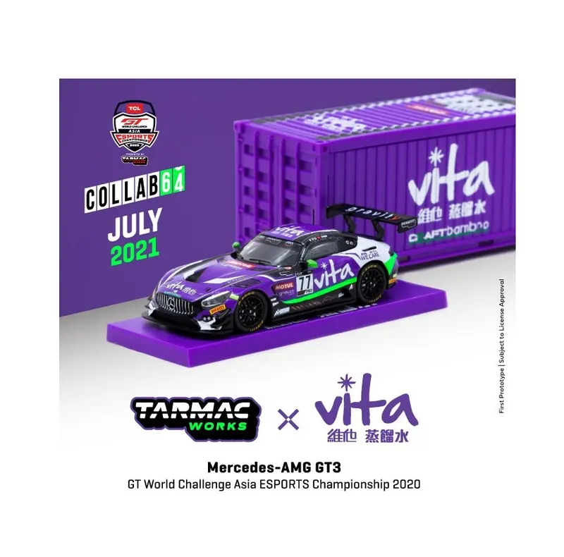 Tarmac Works - Mercedes-AMG GT3 GT World Challenge Asia ESPORTS Championship 2020 Frank Yu - Scala 1/64 T64-008-WATER
