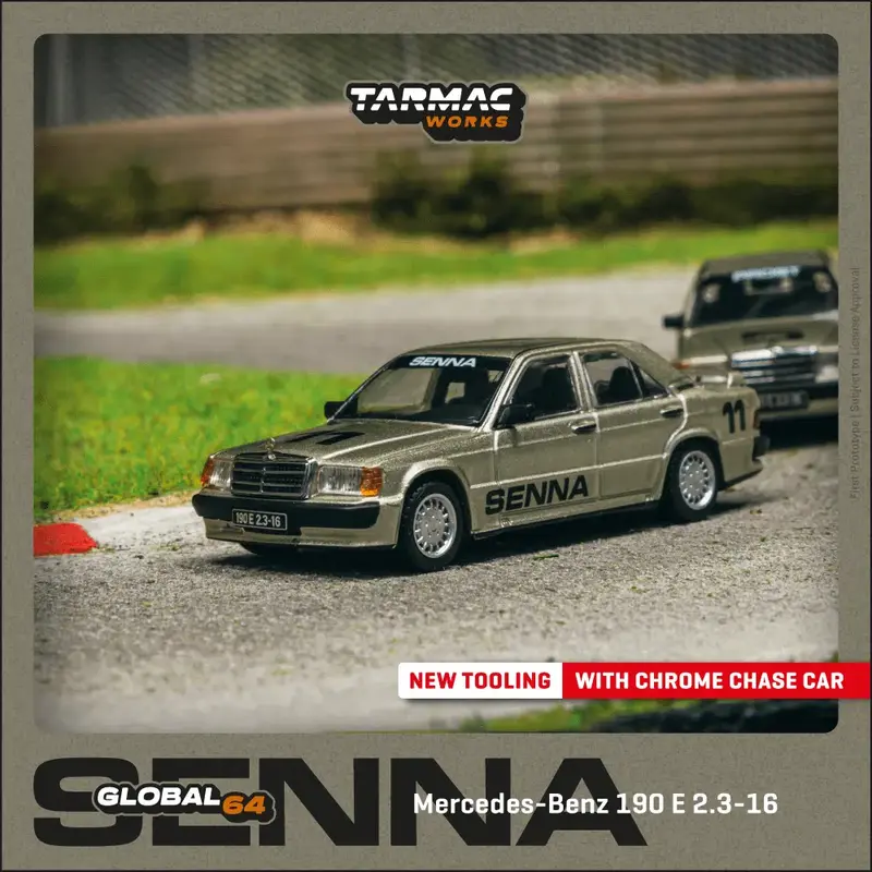 Tarmac Works - Mercedes-Benz 190 E 2.3-16 Race of Champion 1984 Ayrton Senna - GLOBAL64 - Scala 1/64 T64G-047-84ROC11